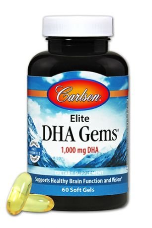 Carlson Labs, Elite DHA Gems, 1000 mg, 60 sgels