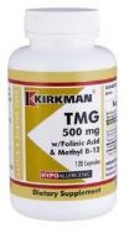 Kirkman`s TMG 500 mg with Folinic Acid & Methyl B-12 Hypoallergenic 120 Capsules 3 box value pack